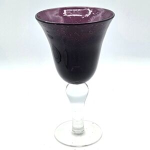 Artland Iris Amethyst Purple Plum  Water Goblet with Clear Stem LOTS OF BUBBLES